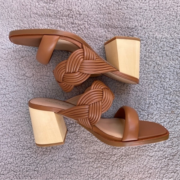 Rachel Zoe Tara Peep Toe Mule Heeled Sandal in Cognac Sz 5.5 - Picture 6 of 12